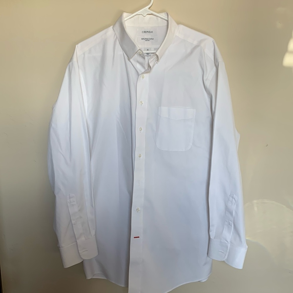 Men’s dress white button down collar shirt neck 17 sleeve 34